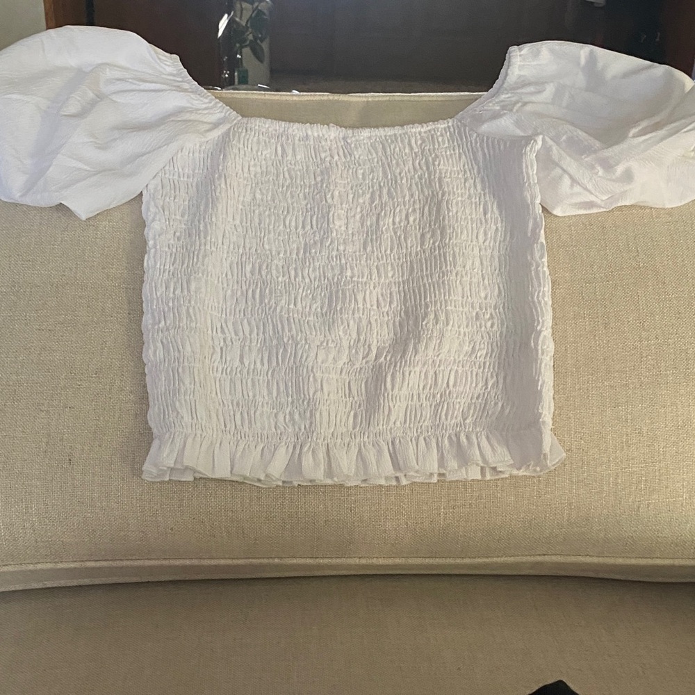 Pink Lily White Smocked Off-Shoulder Blouse